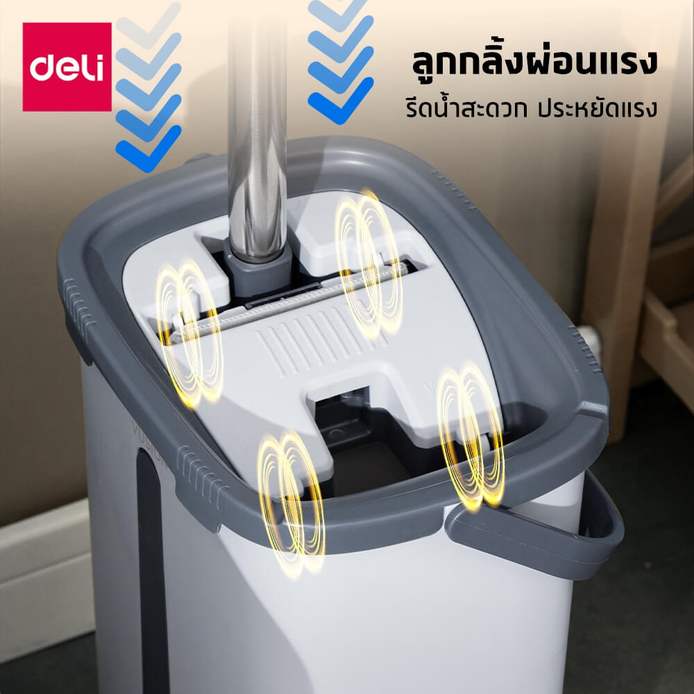 ชุดถังรีดน้ำพร้อมไม้ม็อบ VUSIGN VS1419-GR-01 สีขาว_2